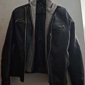 Forever 21 Black Jacket with Gray Hoodie